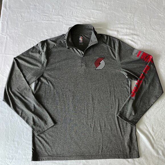 Portland Trail Blazers Men's Warmup Jacket Official NBA Partial-Zip XL Grey - Picture 1 of 10
